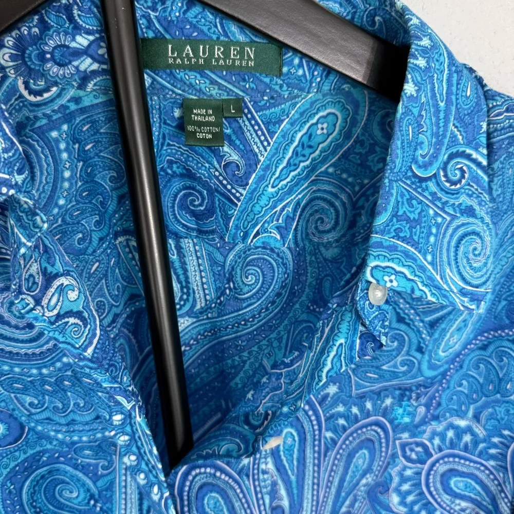Lauren Ralph Lauren Paisley Button Down Shirt Size L - Picture 7 of 14